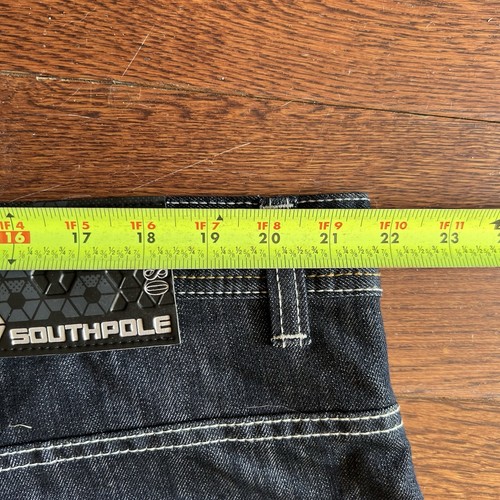 Vtg Y2K Southpole Baggy Jeans Mens Sz 42x34 Black Deadstock Wide Leg Brown Tab - Picture 14 of 16