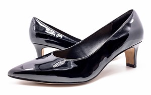 Clarks-Womens-10M-Black-Patent-Leather-Slip-On-Pointed-Toe-Kitten-Heels-Pumps