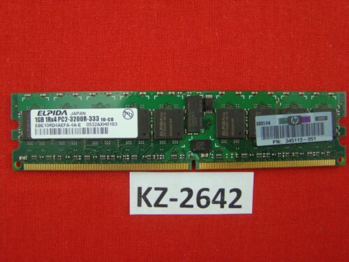 1GB Elpida DDR2-400 PC2-3200R 1Rx4 EBE10RD4AEFA-4A-E 73P2870 345113-051 #KZ-2642 - Zdjęcie 1 z 1