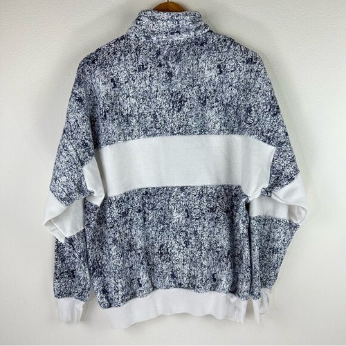 Vtg 90s Speckled Blue and White San Francisco USA Quarter Zip Sweatshirt Size XL - Picture 2 of 9