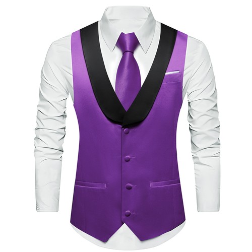Men's Tuxedo Vest & Bowtie/Necktie Set, Classic Formal Waistcoat Paisley Floral - Picture 31 of 224