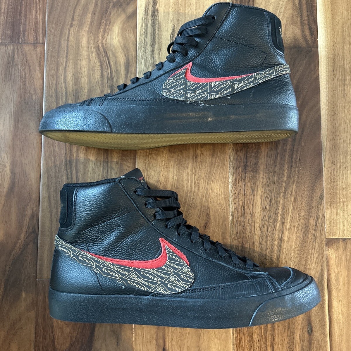 Nike By You ID Blazer Mid Leather Black Red BUDWEISER  display picture 3