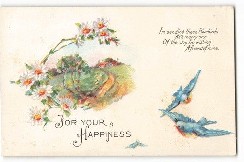 Postal de Bluebirds COCO1 For Your Happiness Best Wishes A Friend of Mine.