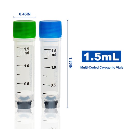 Frascos criogénicos de plástico de 1,5 ml, tubos con código de barras, 25/bolsa, 500/PK, 1000/CS - Imagen 30 de 53