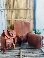 Véritable Sac À Dos En Cuir Plein Grain De 16 Pouces Avec 2 Mini Sacs Offerts