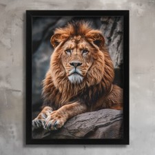 Big Cat Lion Art Print Vintage Lion Portrait Animal Wall Art Lion Poster Art