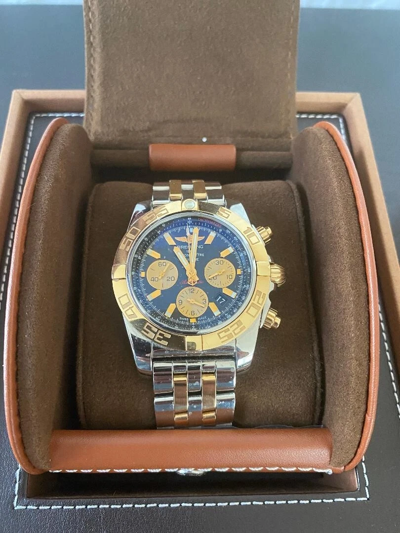 Breitling Chronomat 44 CB0110 Rose Gold Chocolate Dial Box and Papers
