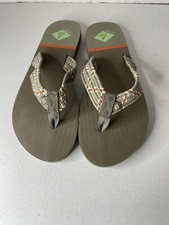 SPERRY womens woven strap flip flops Gray/green 9M