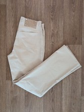 Escada Vintage wide Pants Jeans cotton ivory Straight Leg 5 Pocket Style size 42