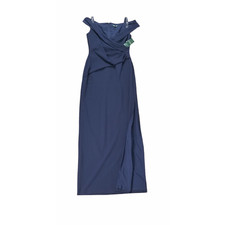 Ralph Lauren Women's Blue Beaded Cold-Shoulder Sleeveless Gown Size 4