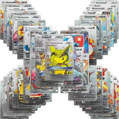 FowWelt Premium Black Foil Pokémon Card Game Set – 55 Rare Unofficial VMAX GX VSTAR Cards | Shiny Battle Trading Cards For Kids & Collectors | Gift Pack - Black - Foto 11