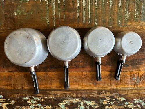 Juego de 4 cacerolas/ollas de aluminio marca Alpine Steel Masters vintage hechas en Italia - Imagen 2 de 10