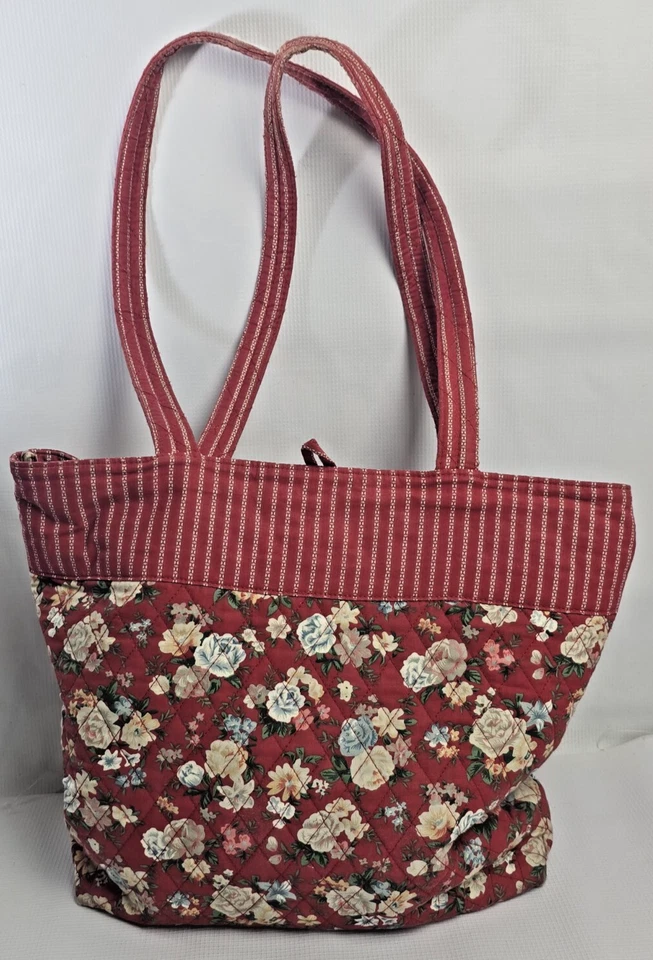 Auténtico Bolso de Hombro Vintage Grande Raro Desteñido Gloria Viaje Diseño Floral Rojo Foto 2 de 4