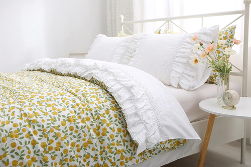 White Luxury Elegant Lace Bed Flat Sheet with Ruffles Bed Top Sheet Queen Size 1 - Picture 4 of 9