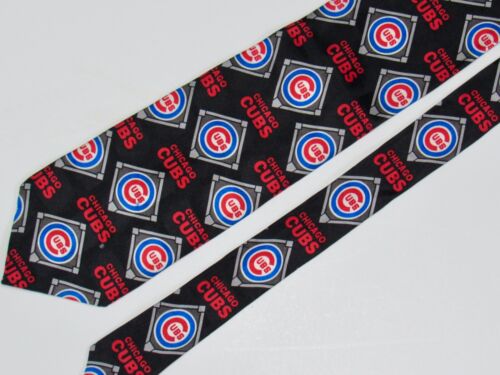 Ralph Marlin Chicago Cubs Krawatte Baseball RM Sport 100 % Seide 1997 schwarz rot blau