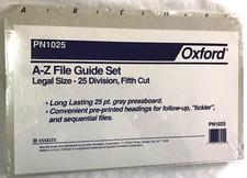 NEW PENDAFLEX A-Z ALPHABETIC TOP TAB LEGAL SIZE FILE GUIDES PN1025 25 divides B7