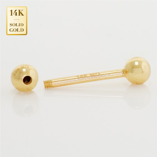 Piercing de cuerpo de pezón con barra industrial recta bola de 5 mm de oro macizo de 14 quilates calibre 14 - Imagen 3 de 6