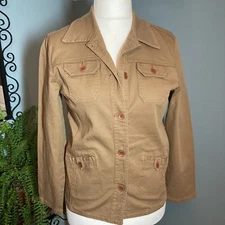 Fine Corduroy Tan Jacket French Dressing Size 10 12 Hip Length Warm FDJ