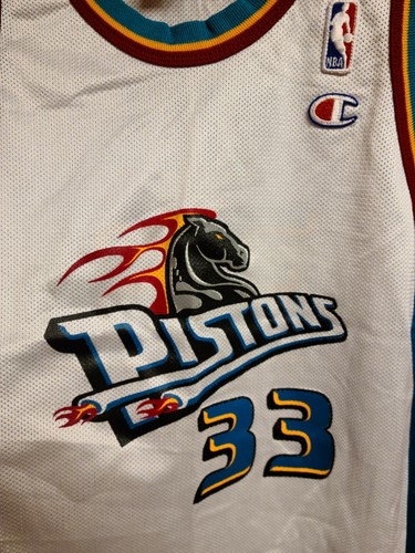 CHAMPION Jersey DETROIT PISTONS #33 GRANT HILL Youth L 14-16 Vintage USA - Picture 4 of 7