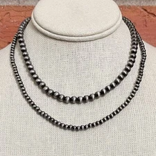 New Faux Navajo Style Pearl Double Layer Necklace Western Cowgirl Boho Choker
