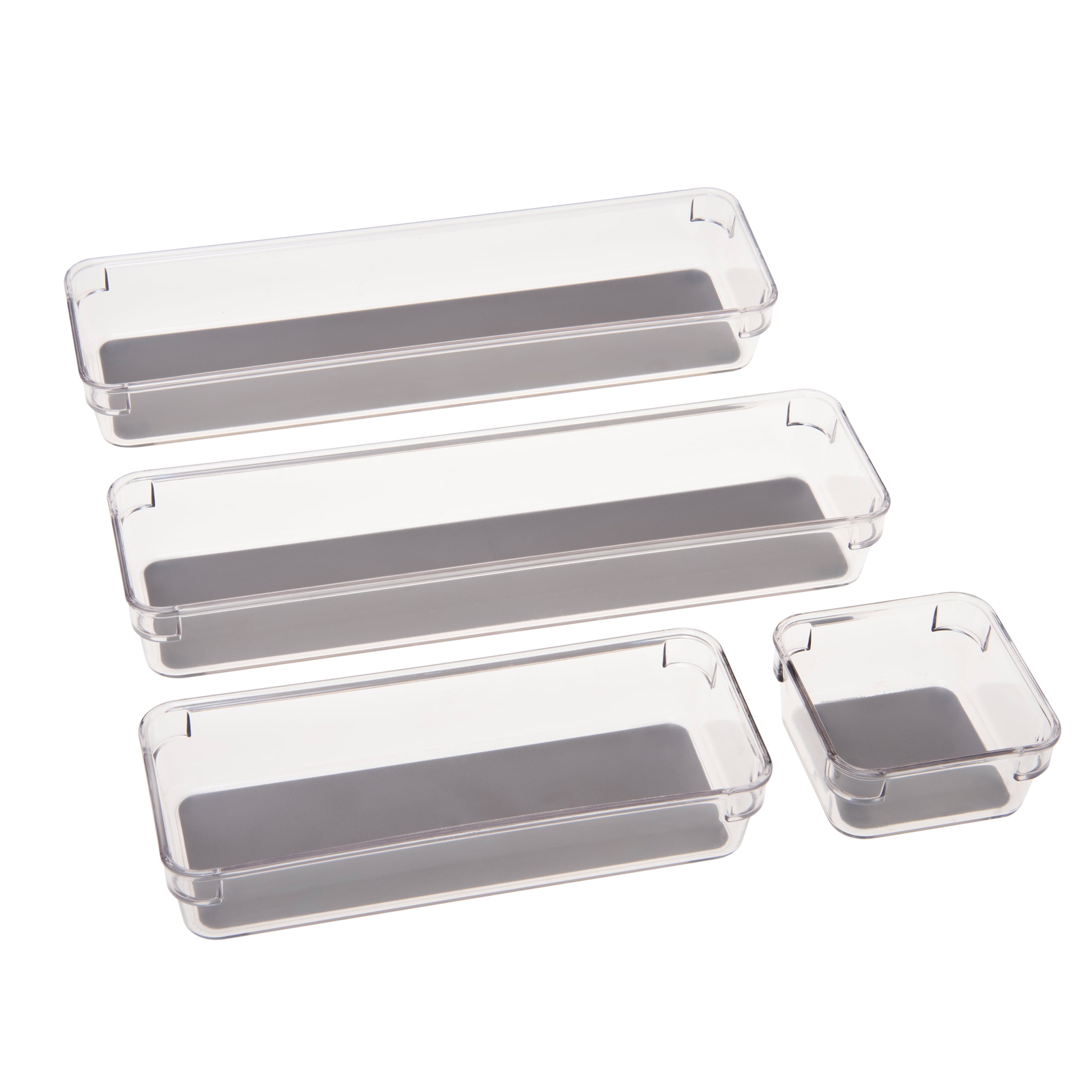 4-Pack Clear Multipurpose Drawer Organizers for Storage