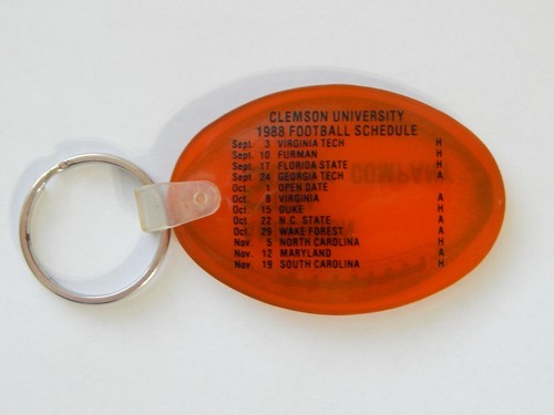 Vintage 1988 Clemson University Tigers Football Schedule Keychain Advertising - Picture 2 of 3