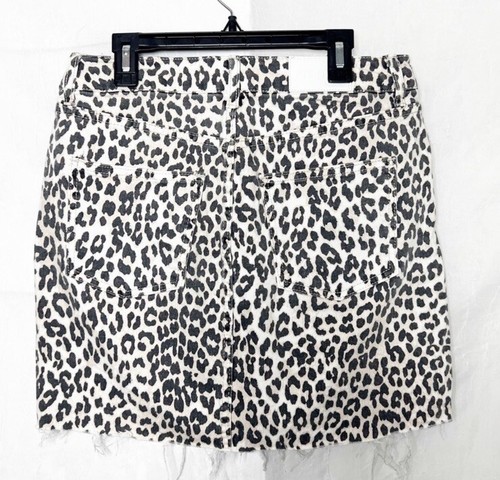 Pistola Denim Frayed Hem Cheetah Mini Skirt Size Small - Picture 2 of 4