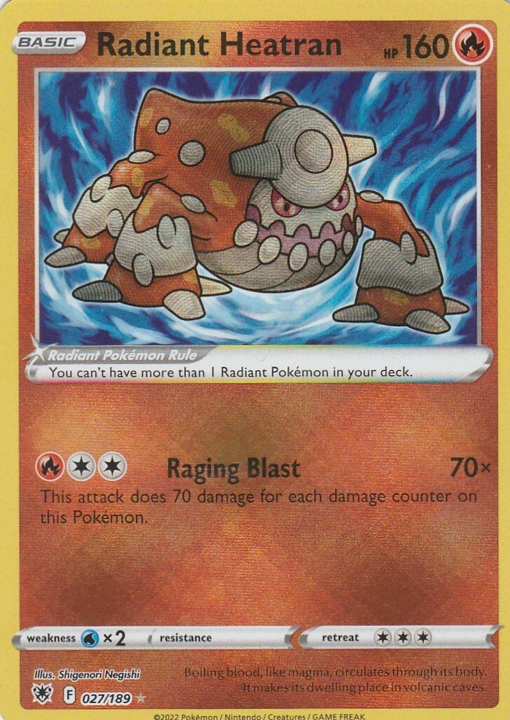 Pokémon TCG Radiant Heatran 027/189 Pokemon Astral Radiance NM/M