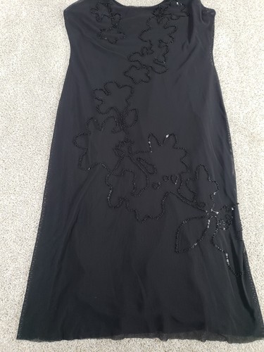 Escada Sport Women's Dress Large Black Sleeveless Sequins Cotton Lined - Picture 3 of 13