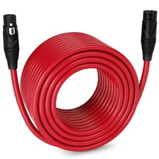 LyxPro Microphone 250 feet XLR Cable, Male to Female, 3 Pin Mic Cable, Red