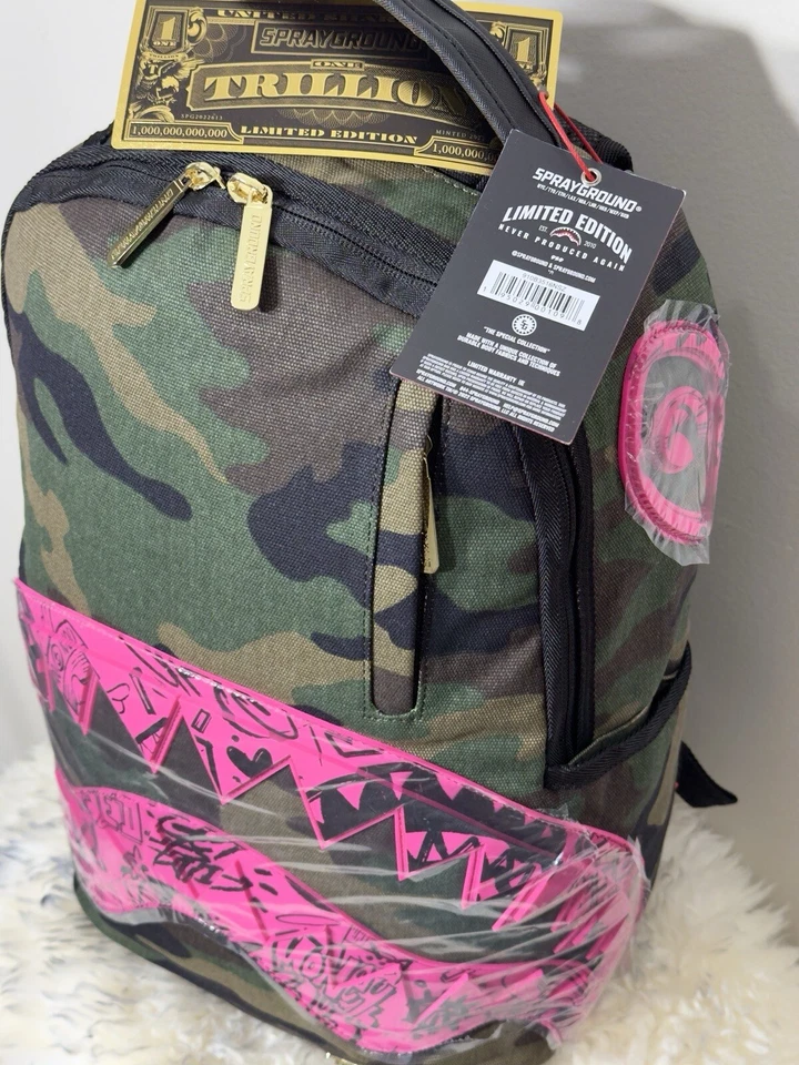 SPRAYGROUND DROP ZONE CAMUFLAJE CON BOCA DE TIBURÓN ROSA EDICIÓN LIMITADA *SOLDOUT EN TODAS PARTES Foto 4 de 4