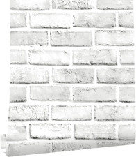White Gray Peel and Stick Wallpaper Brick Contact Paper 120 18 Faux 3D Brick