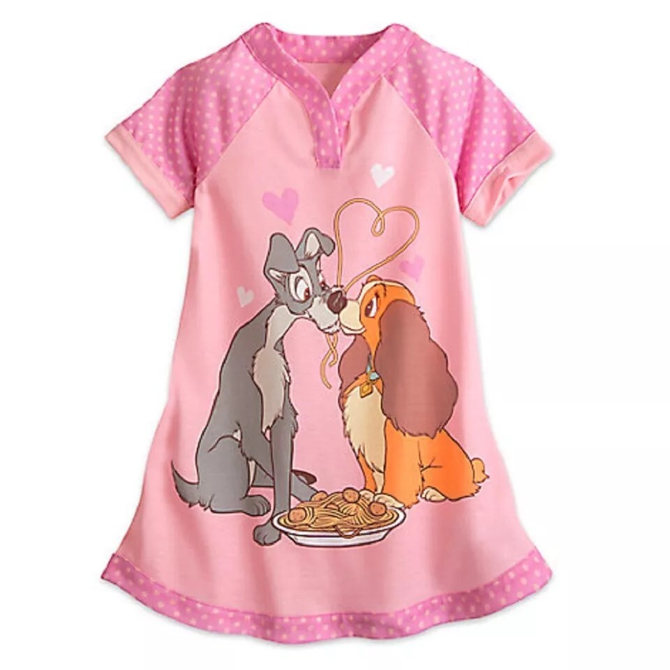 Disney Store Lady & the Tramp Nightgown Pajamas Night Shirt Size 7/8 Brand  New