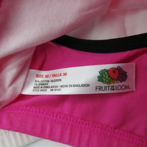 Fruit of the Loom Racerback Sports Bra 3-Pk Pink Black White-Girls/Kids Size 30 - Picture 3 of 9