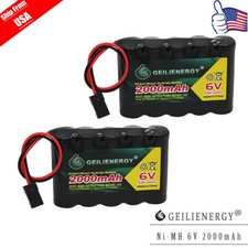 GeiLienergy 2-Pack 6V 2000mAh Flat Receiver NiMH Battery For RC airplane Hitec