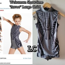Weissman Showtime 11868 Awoo Dance Costume Size CL Acro Biketard Gray Unitard