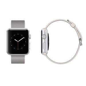 42mm Silver Aluminium Case Pearl Woven 42mm Pearl Nylon Band for Apple Watch