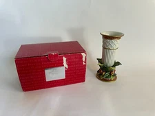 Fitz & Floyd Essentials Vase w Leaves and Berries Design Hand Painted Porcelain