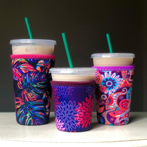 Iced Coffee Sleeve Insulated Neoprene Cup Sleeve Fits a 24 Oz. Coffee Cup Was... - Picture 3 of 5