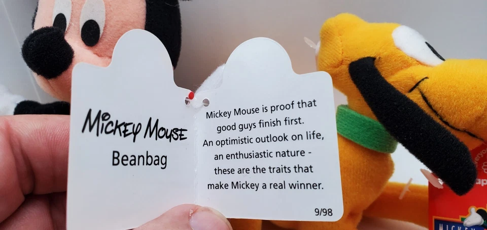 Disney Mickey y su perro Plutón para niños bolsa de frijoles peluche 1998 aplausos Foto 4 de 4