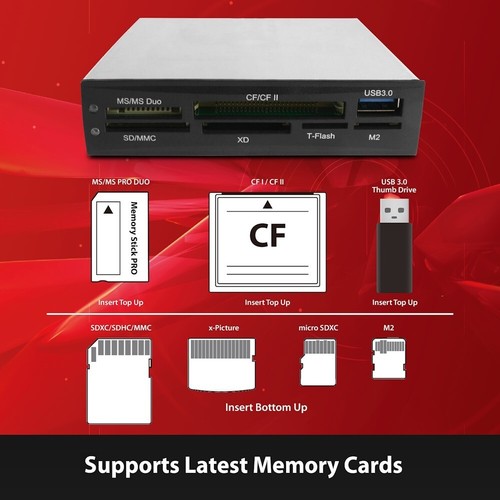 Vantec Link USB 3.0 Multi-LUN Memory Internal Card Reade - Picture 5 of 6