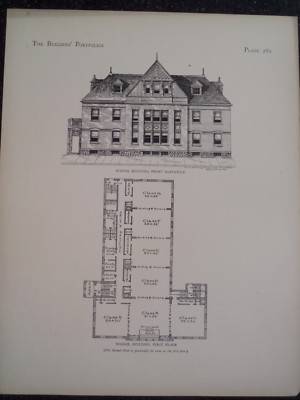 Victorian Design Architecture School Building Plan Historic 1885 #281