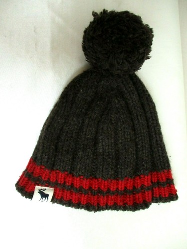 abercrombie berretto in maglia per bambini ragazzi taglia unica marrone righe rosse - Foto 1 di 4