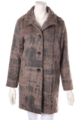 MARC CAIN Coat Wool-Blend Shoulder Straps N 1 = D 34 olive brown taupe