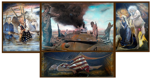 Angriff auf das magische Königreich_Disneyland, Americana, politisches Kunstwerk, Kriegssoldat