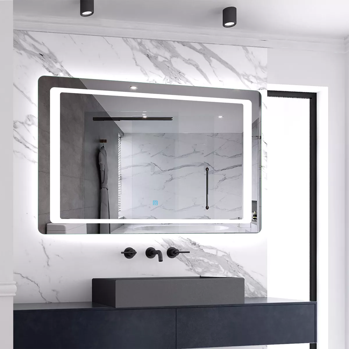 Glass led mirror deals