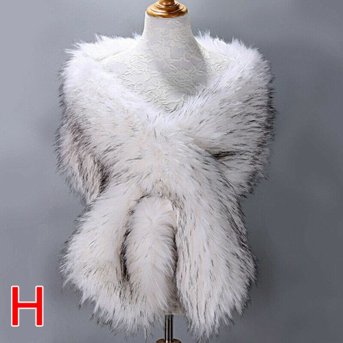 Women Faux Fur Shawl Wedding Shawl Feast Party Wrap Shrug Scarf Evening Coat - Picture 8 of 22