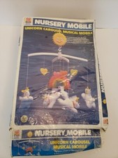 Nursey Mobile Unicorn Carousel Musical Mobile Vintage 1980s "Lullaby  Goodnite"