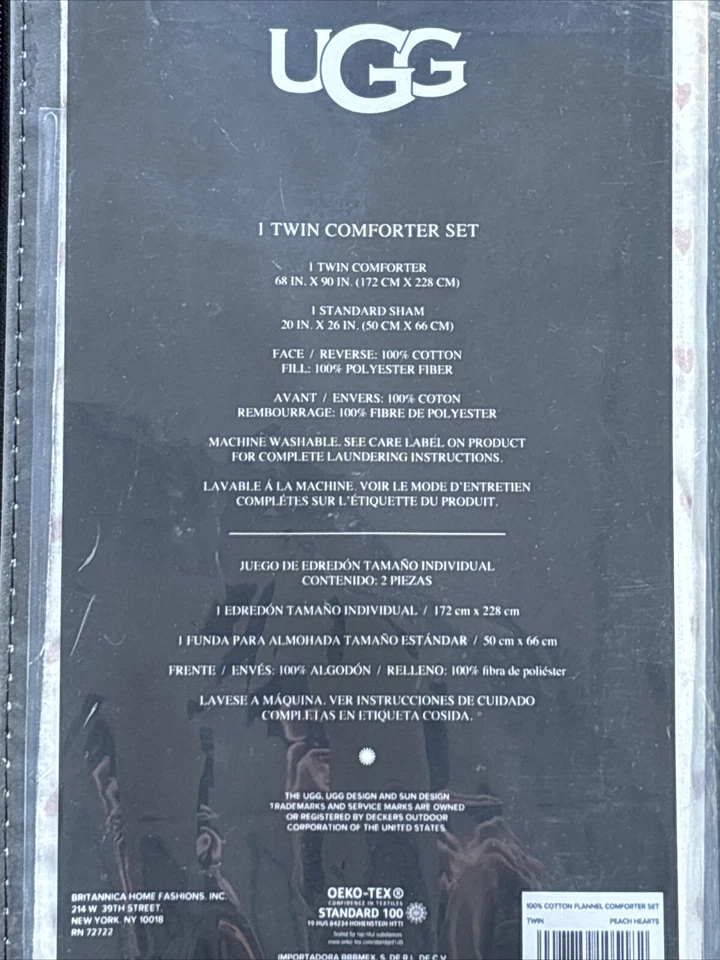 Juego de edredón doble de franela 100 % algodón UGG - 1 edredón y 1 corazón de melocotón falso Nuevo Foto 3 de 3