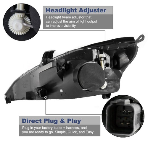 For 2000 2001 2002 2003 2004 Ford Focus Headlights Headlamp Black w/LED Bulb Kit - 第 3/9 張圖片